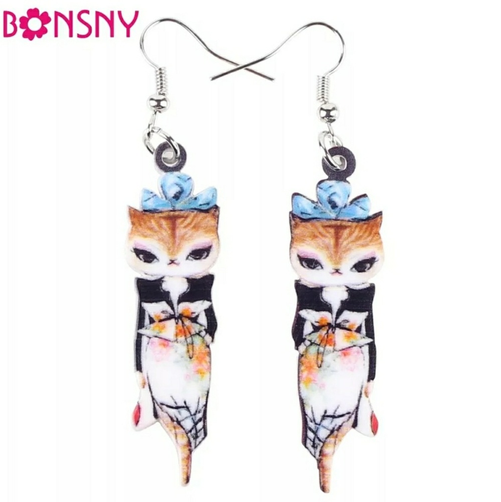 Multi color fox bonsny acrylic earrings